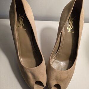 Yves Saint Laurent Beige Peep Toe Heels
